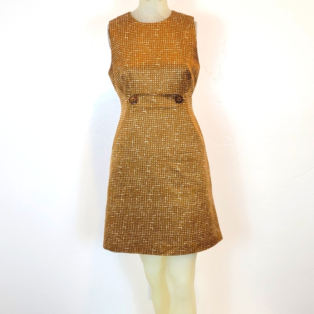 Tori Burch mustard check sheath dress